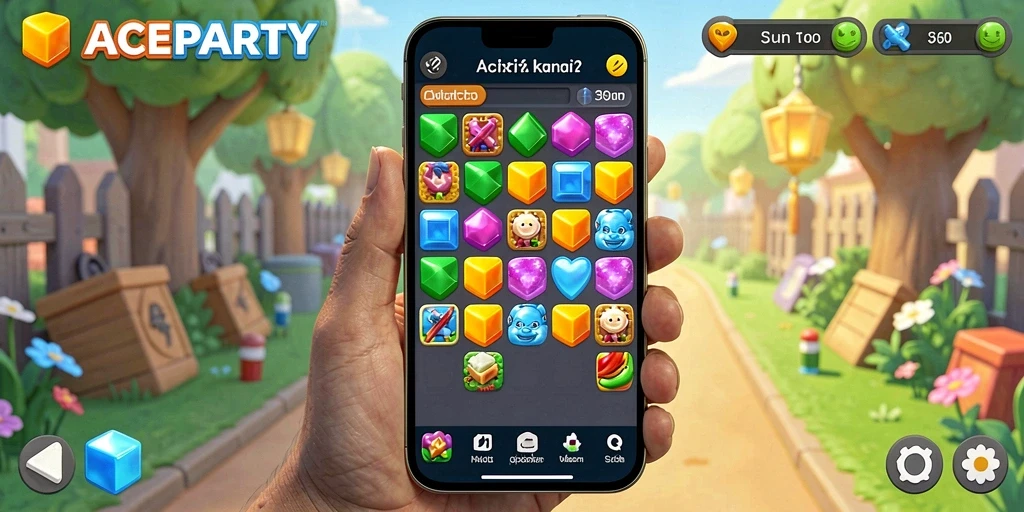 Gameplay seru ACEPARTY yang penuh dengan tantangan Match-3.