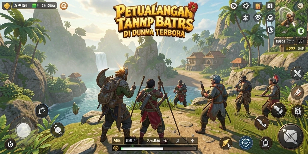 Screenshot menampilkan petualangan luas dalam game Open World API66.
