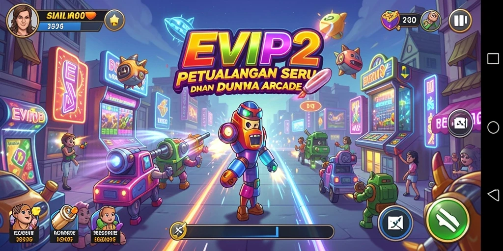 Tampilan gameplay menarik dengan karakter dan level berwarna-warni.