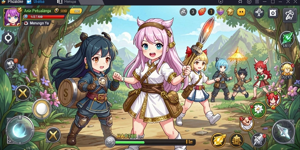 Gambaran gameplay seru dalam HAO788 dengan karakter Anime.