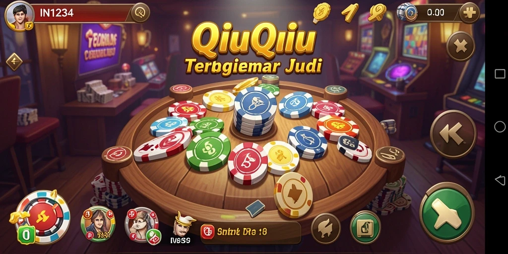 Tampilan gameplay QiuQiu yang seru dan interaktif di IN1234.