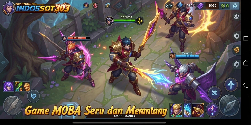 Screenshot gameplay INDOSLOT303 menampilkan pertempuran seru antar tim.