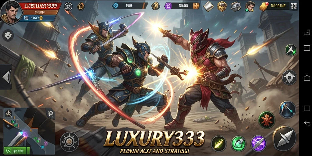 Screenshot menyajikan pertarungan epik dalam LUXURY333 dengan aksi yang menegangkan.