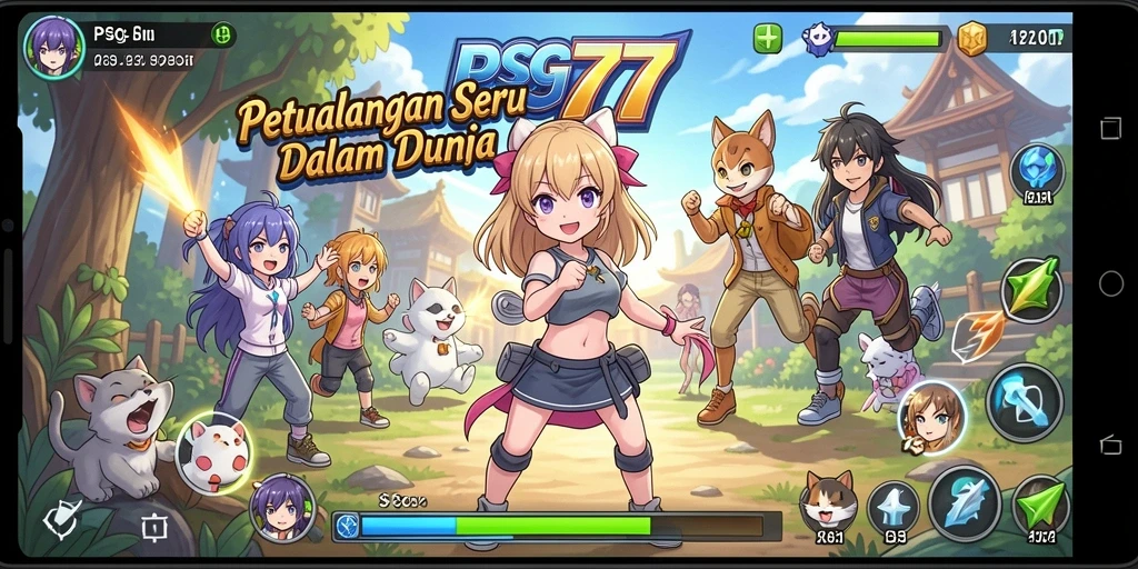 Screenshot gameplay PSG77 menunjukkan aksi seru dalam petualangan anime.