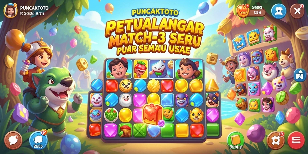 Screenshot gameplay PUNCAKTOTO dengan aksi Match-3 yang seru.
