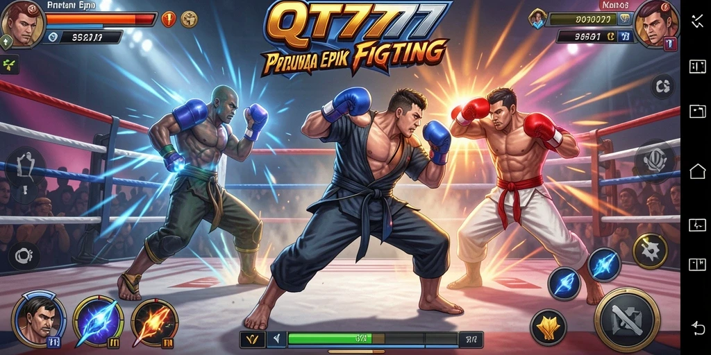 Screenshot gameplay QT777 dengan aksi pertempuran yang intens.