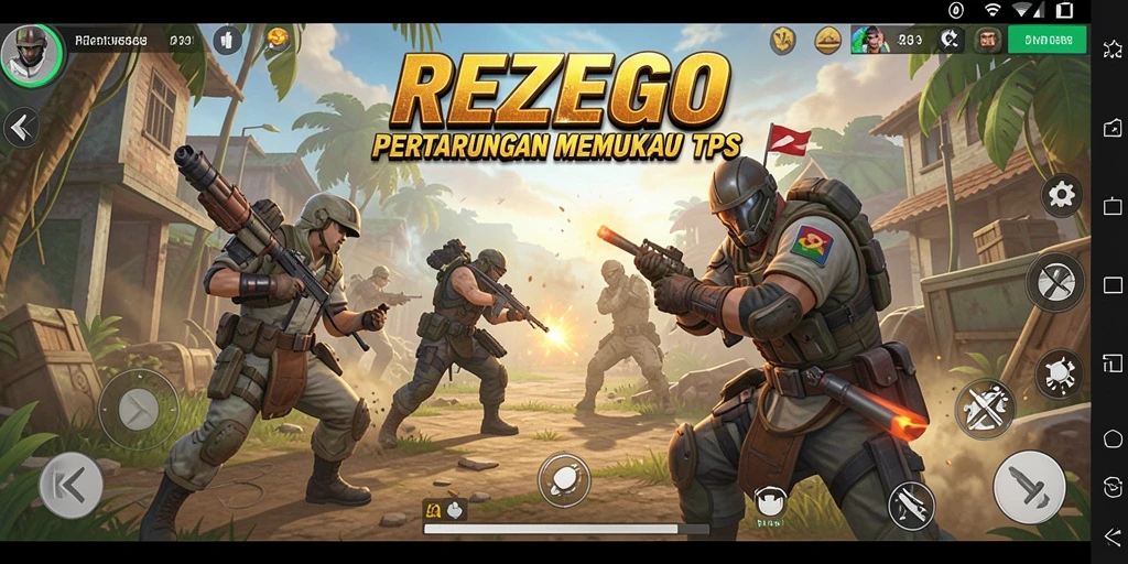 Screenshot gameplay REZEGO yang menampilkan aksi bergaya TPS yang seru.