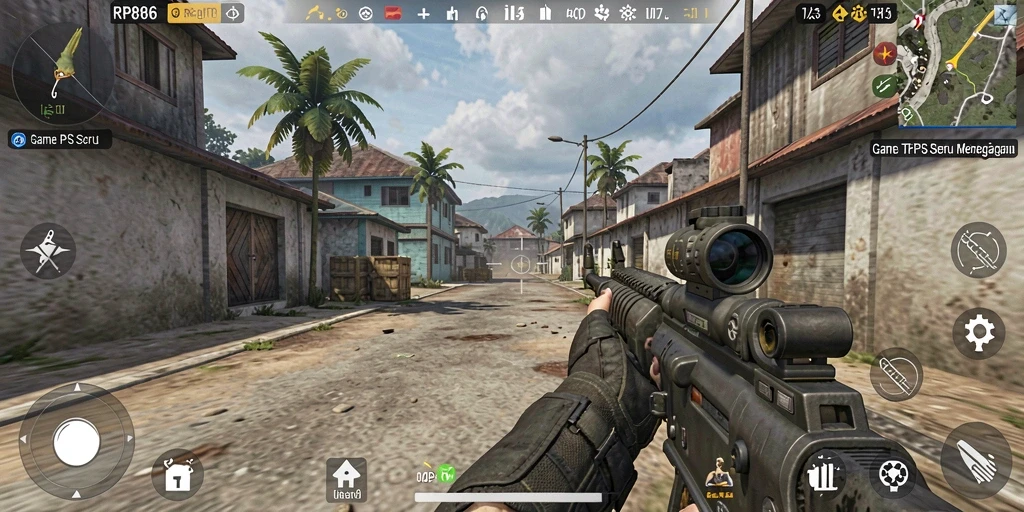 Tampilan gameplay RP886 dengan aksi tembak-menembak yang intens.