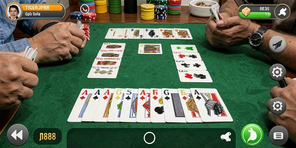 Tampilan gameplay Gaple yang seru di TIGERJP88.