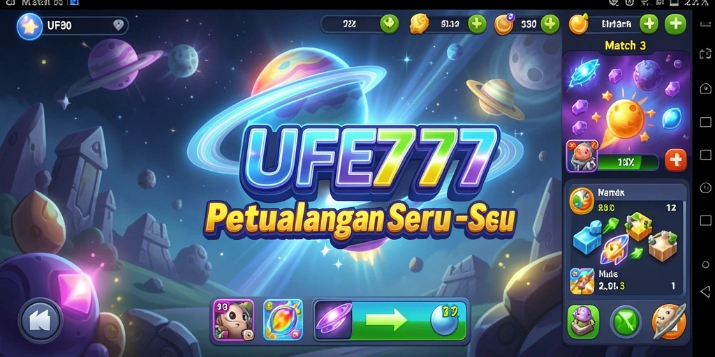 Tampilan menarik dari gameplay UFO777 yang penuh warna di dunia Match-3.