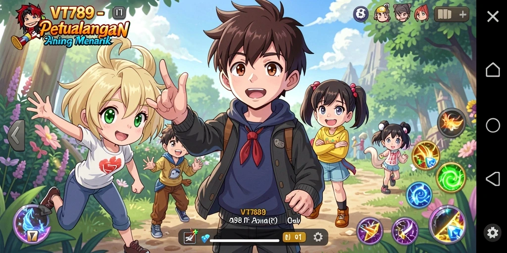 Screenshot gameplay VT789 dengan karakter Anime yang beraksi.