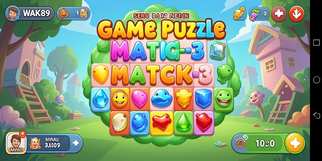 Tampilan gameplay Match-3 yang seru di WAK89.