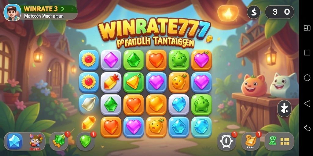 Tampilan gameplay Match-3 yang seru dan berwarna.