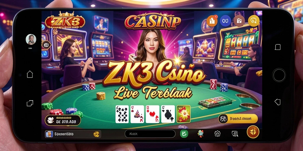 Tampilan gameplay ZK3 dengan dealer nyata dalam aksi Live Casino.